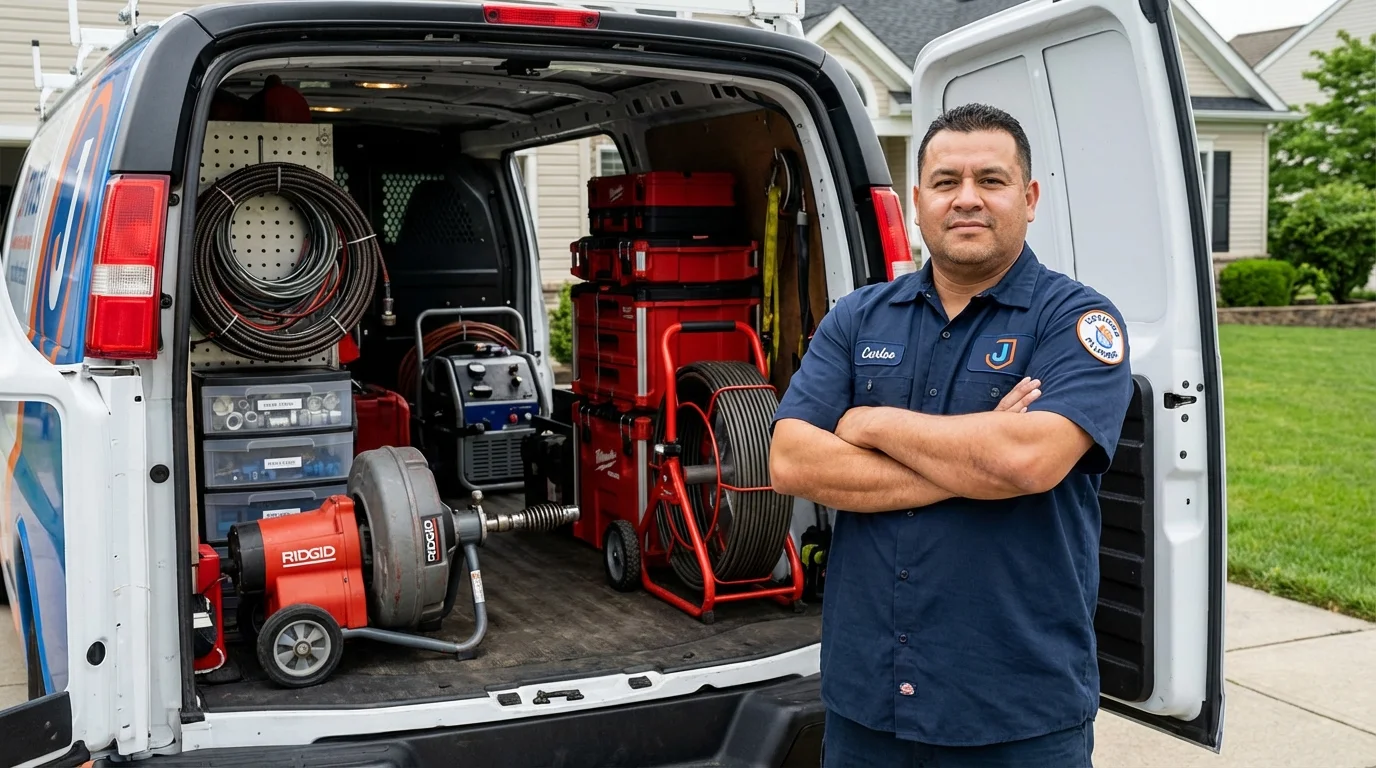 Professional drain cleaning equipment and Johns Plumbing LLC plumber in Nyack
