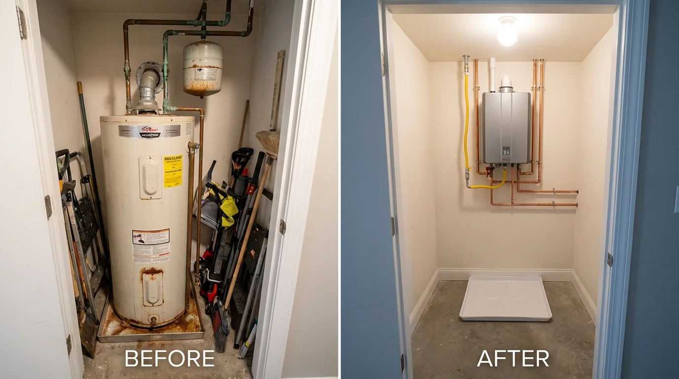 Tank water heater versus wall-mounted tankless unit comparison for Nyack, NY homeowners